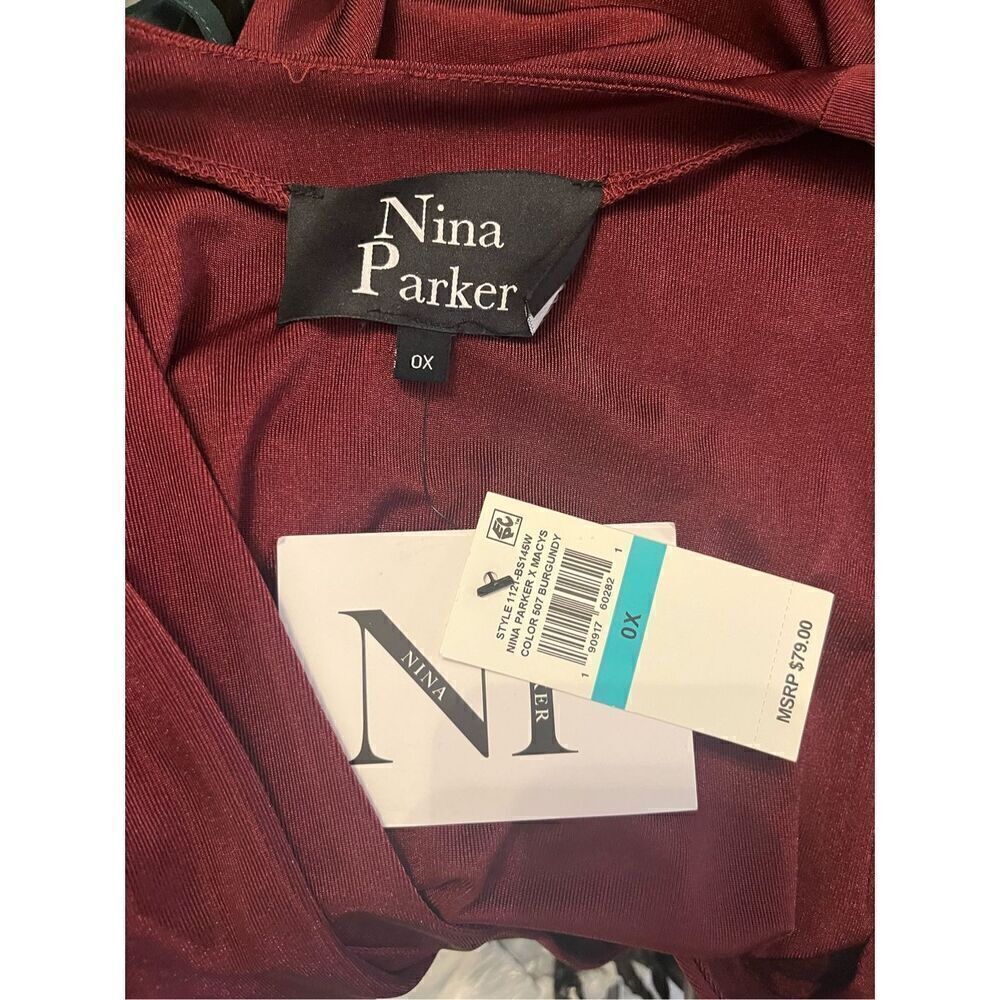 Nina Parker Wine Trendy Crossover Long Sleeve Thong Bodysuit - Picture 4 of 5